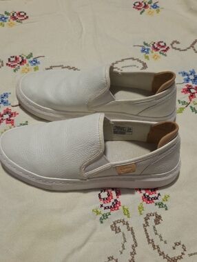 UGG White Canvas Slip-On Sneakers
